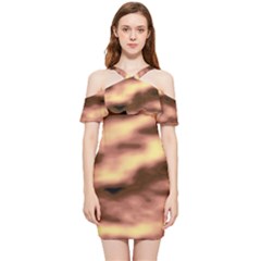 Gold Waves Flow Series 2 Shoulder Frill Bodycon Summer Dress by DimitriosArt