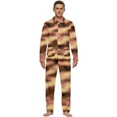 Gold Waves Flow Series 2 Men s Long Sleeve Velvet Pocket Pajamas Set by DimitriosArt