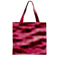 Pink  Waves Flow Series 6 Zipper Grocery Tote Bag