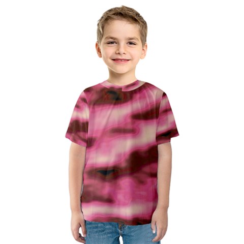 Pink  Waves Flow Series 6 Kids  Sport Mesh Tee by DimitriosArt