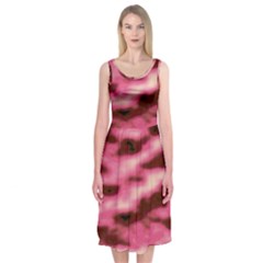 Pink  Waves Flow Series 6 Midi Sleeveless Dress