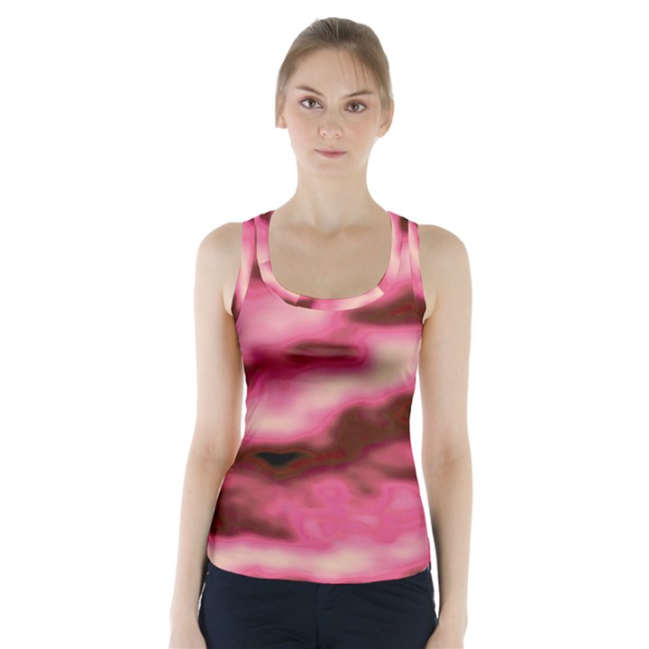 Pink  Waves Flow Series 6 Racer Back Sports Top