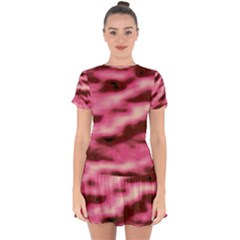 Pink  Waves Flow Series 6 Drop Hem Mini Chiffon Dress by DimitriosArt