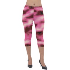 Pink  Waves Flow Series 6 Lightweight Velour Capri Leggings  by DimitriosArt