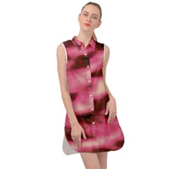 Pink  Waves Flow Series 6 Sleeveless Shirt Dress by DimitriosArt