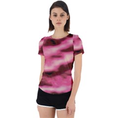 Pink  Waves Flow Series 6 Back Cut Out Sport Tee by DimitriosArt