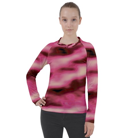 Pink  Waves Flow Series 6 Women s Pique Long Sleeve Tee by DimitriosArt