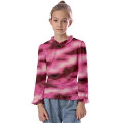 Pink  Waves Flow Series 6 Kids  Frill Detail Tee