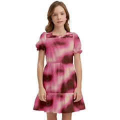 Pink  Waves Flow Series 6 Kids  Puff Sleeved Dress by DimitriosArt