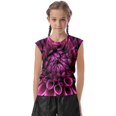 Dahlia-flower-purple-dahlia-petals Kids  Raglan Cap Sleeve Tee by Sapixe