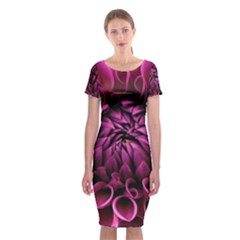 Dahlia-flower-purple-dahlia-petals Classic Short Sleeve Midi Dress by Sapixe