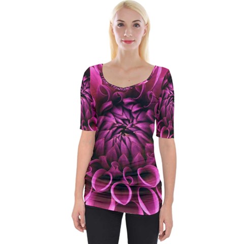 Dahlia-flower-purple-dahlia-petals Wide Neckline Tee by Sapixe