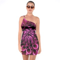 Dahlia-flower-purple-dahlia-petals One Soulder Bodycon Dress by Sapixe