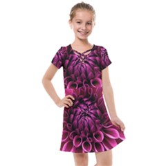 Dahlia-flower-purple-dahlia-petals Kids  Cross Web Dress by Sapixe