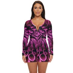 Dahlia-flower-purple-dahlia-petals Long Sleeve Boyleg Swimsuit by Sapixe