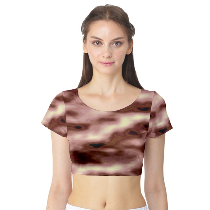 Pink  Waves Flow Series 7 Short Sleeve Crop Top