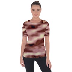 Pink  Waves Flow Series 7 Shoulder Cut Out Short Sleeve Top by DimitriosArt