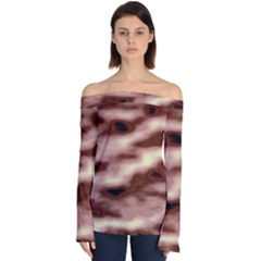 Pink  Waves Flow Series 7 Off Shoulder Long Sleeve Top by DimitriosArt