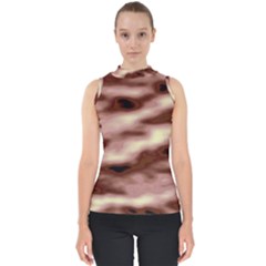 Pink  Waves Flow Series 7 Mock Neck Shell Top by DimitriosArt