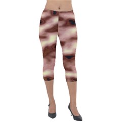 Pink  Waves Flow Series 7 Lightweight Velour Capri Leggings  by DimitriosArt