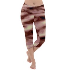 Pink  Waves Flow Series 7 Lightweight Velour Capri Yoga Leggings by DimitriosArt