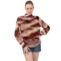 Pink  Waves Flow Series 7 High Neck Long Sleeve Chiffon Top by DimitriosArt