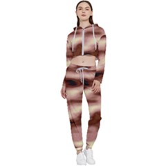 Pink  Waves Flow Series 7 Cropped Zip Up Lounge Set by DimitriosArt