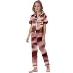 Pink  Waves Flow Series 7 Kids  Satin Short Sleeve Pajamas Set by DimitriosArt