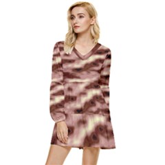 Pink  Waves Flow Series 7 Tiered Long Sleeve Mini Dress