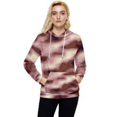 Pink  Waves Flow Series 7 Women s Lightweight Drawstring Hoodie by DimitriosArt