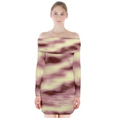 Pink  Waves Flow Series 8 Long Sleeve Off Shoulder Dress by DimitriosArt