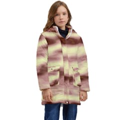 Pink  Waves Flow Series 8 Kid s Hooded Longline Puffer Jacket