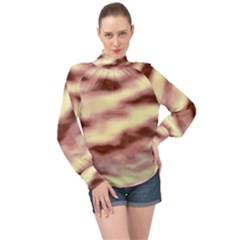 Pink  Waves Flow Series 8 High Neck Long Sleeve Chiffon Top by DimitriosArt