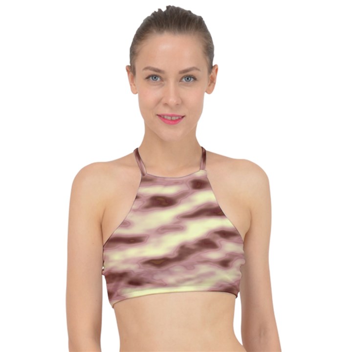 Pink  Waves Flow Series 8 Racer Front Bikini Top