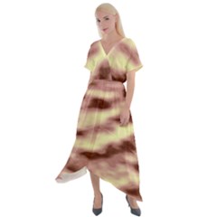 Pink  Waves Flow Series 8 Cross Front Sharkbite Hem Maxi Dress by DimitriosArt