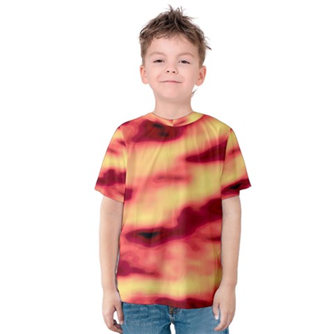 Red Waves Flow Series 3 Kids  Cotton Tee by DimitriosArt