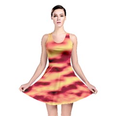 Red Waves Flow Series 3 Reversible Skater Dress by DimitriosArt