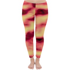 Red Waves Flow Series 3 Classic Winter Leggings by DimitriosArt