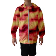 Red Waves Flow Series 3 Kids  Hooded Windbreaker by DimitriosArt