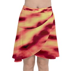 Red Waves Flow Series 3 Chiffon Wrap Front Skirt by DimitriosArt