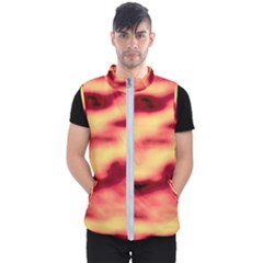 Red Waves Flow Series 3 Men s Puffer Vest by DimitriosArt