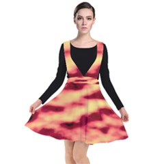 Red Waves Flow Series 3 Plunge Pinafore Dress by DimitriosArt