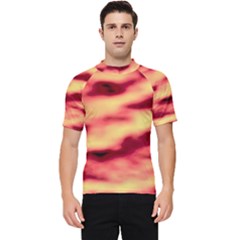 Red Waves Flow Series 3 Men s Short Sleeve Rash Guard by DimitriosArt