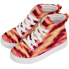 Red Waves Flow Series 3 Kids  Hi-top Skate Sneakers by DimitriosArt