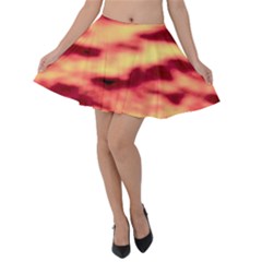 Red Waves Flow Series 3 Velvet Skater Skirt by DimitriosArt