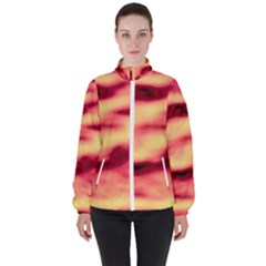 Red Waves Flow Series 3 Women s High Neck Windbreaker by DimitriosArt