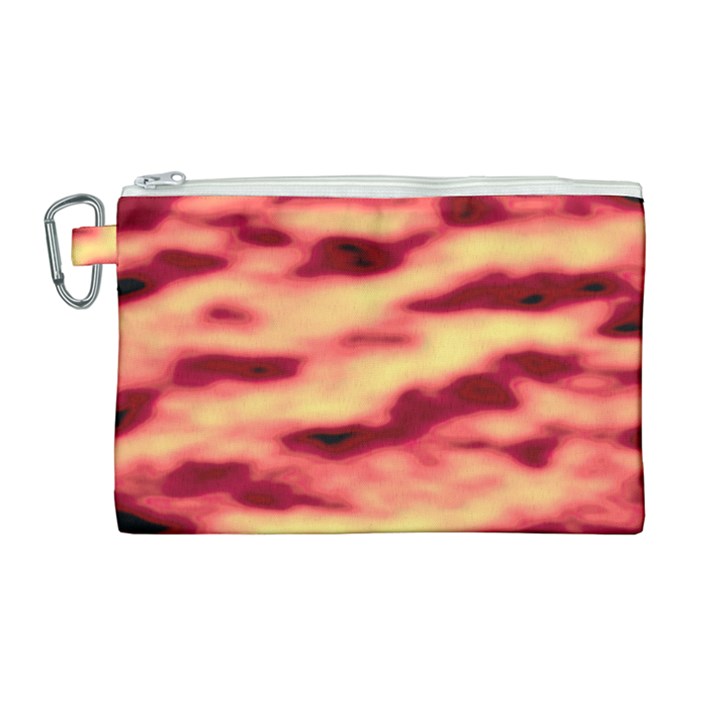 Red Waves Flow Series 3 Canvas Cosmetic Bag (Large)