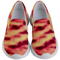 Red Waves Flow Series 3 Kids Lightweight Slip Ons by DimitriosArt