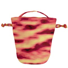 Red Waves Flow Series 3 Drawstring Bucket Bag by DimitriosArt