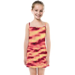 Red Waves Flow Series 3 Kids  Summer Sun Dress by DimitriosArt